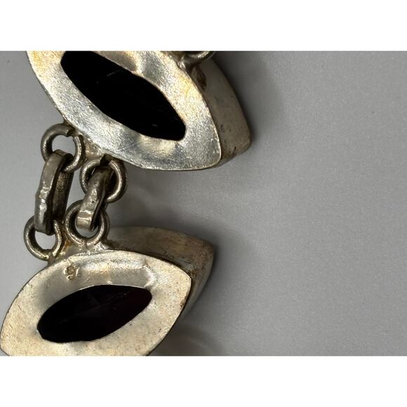 Sterling Silver Pink Red Marquis Gem Bracelet - Picture 11 of 16